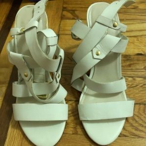 White open toe heels
